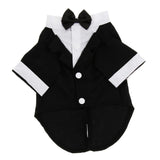 Maxbell Pet Small Dog Clothes, Puppy Stylish Suit Bow Tie Costume, Wedding Shirt Black S