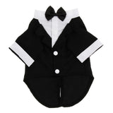 Maxbell Pet Small Dog Clothes, Puppy Stylish Suit Bow Tie Costume, Wedding Shirt Black S