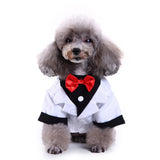 Maxbell Pet Small Dog Clothes, Puppy Stylish Suit Bow Tie Costume, Wedding Shirt White M