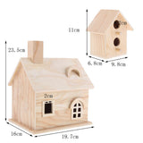 Maxbell Bird Supplies Parrot Cage Accessories Wood Box 2 Hole House Cabin Birdhouse
