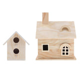 Maxbell Bird Supplies Parrot Cage Accessories Wood Box 2 Hole House Cabin Birdhouse