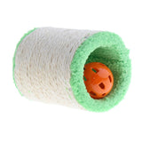 Maxbell Pet Cat Sisal Scratch Post Small Hollow Plush Scratch Roller with Bell Ball Green