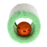 Maxbell Pet Cat Sisal Scratch Post Small Hollow Plush Scratch Roller with Bell Ball Green