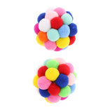 Maxbell 2 Pcs Pet Cat Colorful Handmade Toy Bouncy Balls Inlaid Bell Interactive Toy