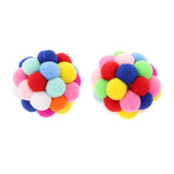 Maxbell 2 Pcs Pet Cat Colorful Handmade Toy Bouncy Balls Inlaid Bell Interactive Toy