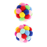 Maxbell 2 Pcs Pet Cat Colorful Handmade Toy Bouncy Balls Inlaid Bell Interactive Toy
