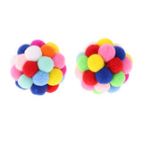 Maxbell 2 Pcs Pet Cat Colorful Handmade Toy Bouncy Balls Inlaid Bell Interactive Toy