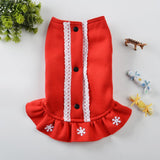Max Snow Flake Pattern Puppy Warm Jacket Dogs Costume Teddy Dress Clothing Red M