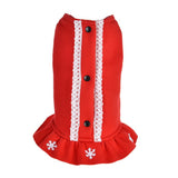 Max Snow Flake Pattern Puppy Warm Jacket Dogs Costume Teddy Dress Clothing Red M
