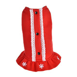 Max Snow Flake Pattern Puppy Warm Jacket Dogs Costume Teddy Dress Clothing Red L