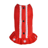Max Snow Flake Pattern Puppy Warm Jacket Dogs Costume Teddy Dress Clothing Red L