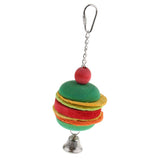 Max Hamburg Shape Pet Bird Toy with Bell Wooden Loofah Chewing Parrot Cage Toy