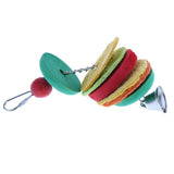 Max Hamburg Shape Pet Bird Toy with Bell Wooden Loofah Chewing Parrot Cage Toy