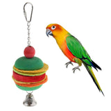 Max Hamburg Shape Pet Bird Toy with Bell Wooden Loofah Chewing Parrot Cage Toy