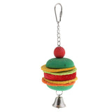 Max Hamburg Shape Pet Bird Toy with Bell Wooden Loofah Chewing Parrot Cage Toy