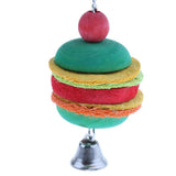 Max Hamburg Shape Pet Bird Toy with Bell Wooden Loofah Chewing Parrot Cage Toy