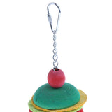Max Hamburg Shape Pet Bird Toy with Bell Wooden Loofah Chewing Parrot Cage Toy
