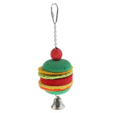 Max Hamburg Shape Pet Bird Toy with Bell Wooden Loofah Chewing Parrot Cage Toy