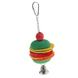 Max Hamburg Shape Pet Bird Toy with Bell Wooden Loofah Chewing Parrot Cage Toy