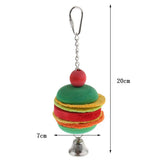 Max Hamburg Shape Pet Bird Toy with Bell Wooden Loofah Chewing Parrot Cage Toy