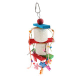 Max Bird Toy Wooden Loofah Leather Chew Climb Toy for Parrot Cockatiel Cockatoo