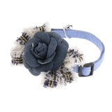 Maxbell Small Medium Dog Adjustable Collar Flower Bowtie, Daily Dog Grooming Costume Light Blue S