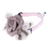 Maxbell Small Medium Dog Adjustable Collar Flower Bowtie, Daily Dog Grooming Costume Pink M