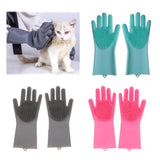 Maxbell Silicone Cleaning Brush Scrubber Gloves for Household Pet Hair Care Blue
