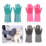 Maxbell Silicone Cleaning Brush Scrubber Gloves for Household Pet Hair Care Blue