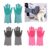 Maxbell Silicone Cleaning Brush Scrubber Gloves for Household Pet Hair Care Blue