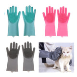 Maxbell Silicone Cleaning Brush Scrubber Gloves for Household Pet Hair Care Blue