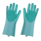 Maxbell Silicone Cleaning Brush Scrubber Gloves for Household Pet Hair Care Blue