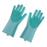 Maxbell Silicone Cleaning Brush Scrubber Gloves for Household Pet Hair Care Blue