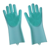 Maxbell Silicone Cleaning Brush Scrubber Gloves for Household Pet Hair Care Blue