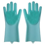 Maxbell Silicone Cleaning Brush Scrubber Gloves for Household Pet Hair Care Blue