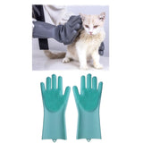 Maxbell Silicone Cleaning Brush Scrubber Gloves for Household Pet Hair Care Blue