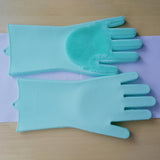 Maxbell Silicone Cleaning Brush Scrubber Gloves for Household Pet Hair Care Blue