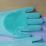 Maxbell Silicone Cleaning Brush Scrubber Gloves for Household Pet Hair Care Blue