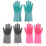 Maxbell Silicone Cleaning Brush Scrubber Gloves for Household Pet Hair Care Blue