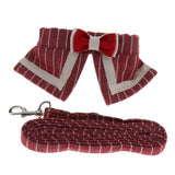 Maxbell Pet Dog and Cat Strap Rope, Puppy Kitten Bow Tie Collar Leash M Red Stripe