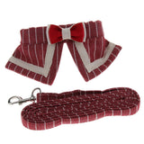 Maxbell Pet Dog and Cat Strap Rope, Puppy Kitten Bow Tie Collar Leash M Red Stripe