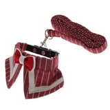Maxbell Pet Dog and Cat Strap Rope, Puppy Kitten Bow Tie Collar Leash M Red Stripe