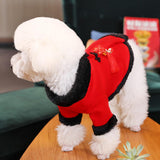 Maxbell Red Chinese Style New Year Festive Dog Tang Suit Two Legged Jumpsuit M
