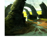 Maxbell Fish Tank Aquarium Background Wall Decor Sticker Stone Arch Bridge 76x46cm