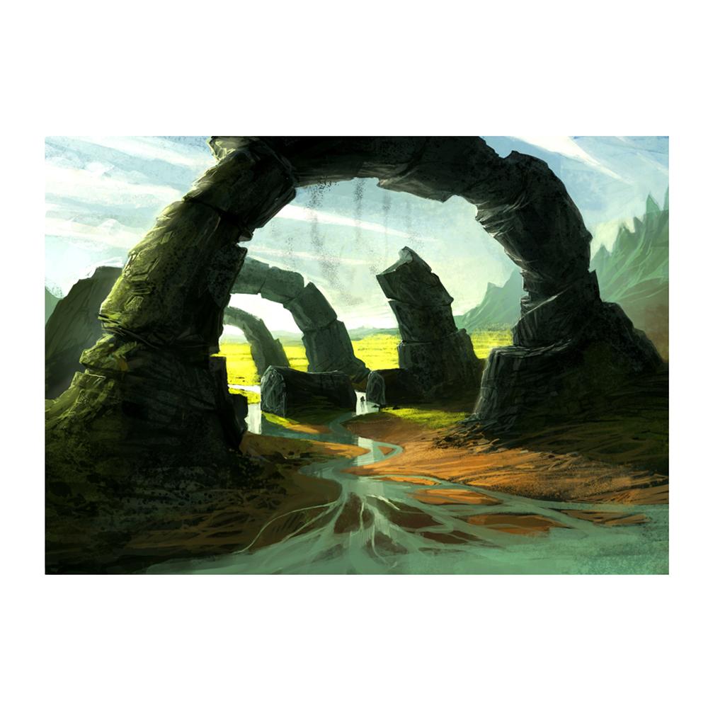Max Fish Tank Aquarium Background Wall Decor Sticker Stone Arch Bridge 76x56cm