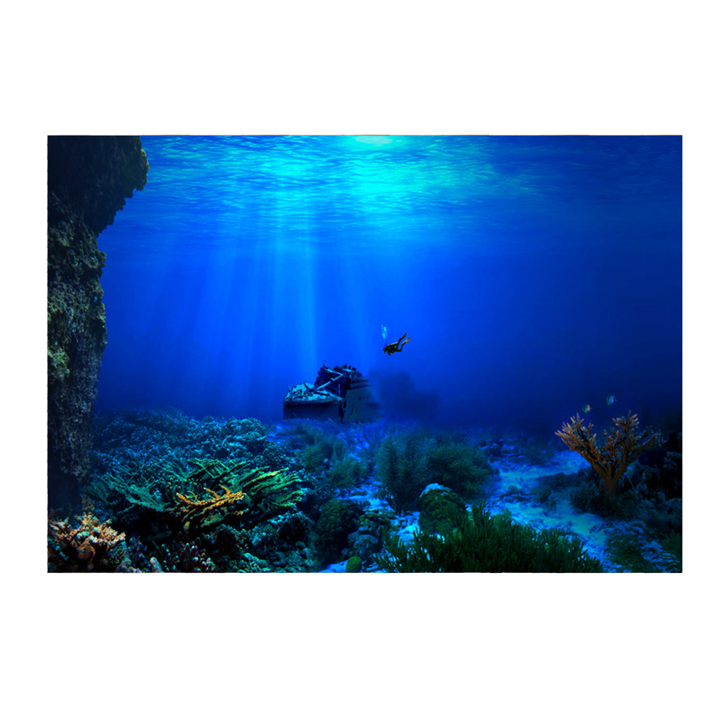 Max Maxb Fish Tank Single-sided Adhesive Background Sticker Marine  76x46cm