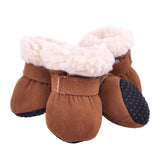 Max 4 pcs/lot S/M/L/XL Pet Dog Shoes / Puppy Booties Rubber Anti Slip Waterproof S Brown