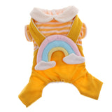 Max Rainbow Striped Pet Dog Clothes Teddy Small Dog Cotton Coat  Yellow M