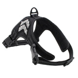 Max Adjustable Puppy Dog Harness Rhinestone Reflective Chest Strap Black S
