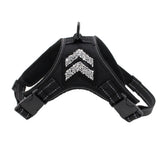 Max Adjustable Puppy Dog Harness Rhinestone Reflective Chest Strap Black S